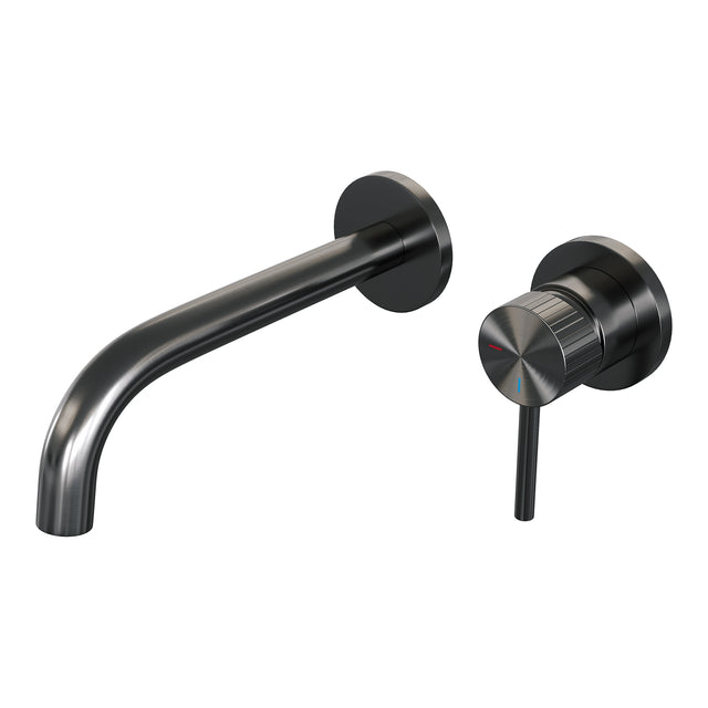 BRAUER Stripe inbouw wastafelmengkraan met gebogen uitloop en rozetten model A1 gunmetal geborsteld PVD 5-GM-328