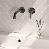 BRAUER Stripe inbouw wastafelmengkraan met gebogen uitloop en rozetten model A1 gunmetal geborsteld PVD 5-GM-328