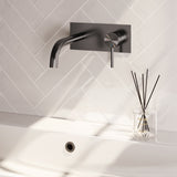 BRAUER Stripe inbouw wastafelmengkraan met gebogen uitloop en afdekplaat model A1 gunmetal geborsteld PVD 5-GM-329