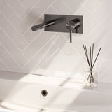 BRAUER Stripe inbouw wastafelmengkraan met rechte uitloop en afdekplaat model A1 gunmetal geborsteld PVD 5-GM-330