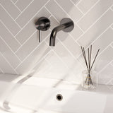 BRAUER Stripe inbouw wastafelmengkraan met gebogen uitloop en rozetten model A2 gunmetal geborsteld PVD 5-GM-332