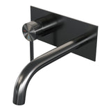 BRAUER Stripe inbouw wastafelmengkraan met gebogen uitloop en afdekplaat model A2 gunmetal geborsteld PVD 5-GM-333