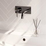 BRAUER Stripe inbouw wastafelmengkraan met gebogen uitloop en afdekplaat model A2 gunmetal geborsteld PVD 5-GM-333