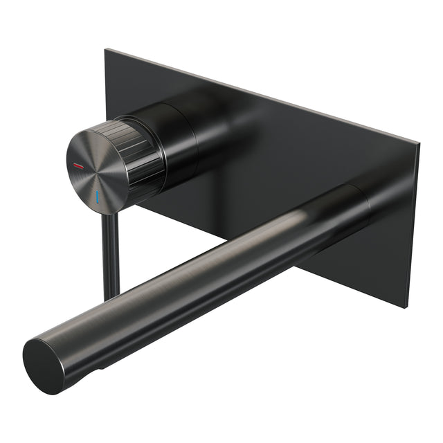 BRAUER Stripe inbouw wastafelmengkraan met rechte uitloop en afdekplaat model A2 gunmetal geborsteld PVD 5-GM-334