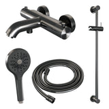 BRAUER Stripe opbouw baddouche thermostaatkraan SET 02 met glijstang en 3-standen handdouche en doucheslang gunmetal geborsteld PVD 5-GM-341