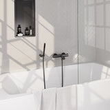 BRAUER Stripe opbouw baddouche thermostaatkraan SET 03 met wandhouder en staaf handdouche en doucheslang gunmetal geborsteld PVD 5-GM-342