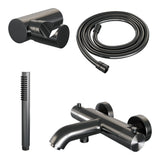 BRAUER Stripe opbouw baddouche thermostaatkraan SET 03 met wandhouder en staaf handdouche en doucheslang gunmetal geborsteld PVD 5-GM-342