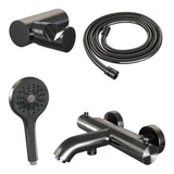 BRAUER Stripe opbouw baddouche thermostaatkraan SET 04 met wandhouder en 3-standen handdouche en doucheslang gunmetal geborsteld PVD 5-GM-343