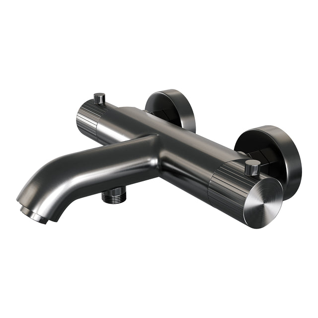 BRAUER Stripe opbouw baddouche thermostaatkraan SET 04 met wandhouder en 3-standen handdouche en doucheslang gunmetal geborsteld PVD 5-GM-343