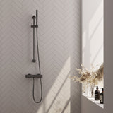BRAUER Stripe opbouw douche thermostaatkraan SET 01 met glijstang en staaf handdouche en doucheslang gunmetal geborsteld PVD 5-GM-345