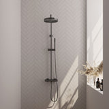 BRAUER Stripe opbouw thermostatische regendouche SET 01 met 25 cm hoofddouche en staaf handdouche en doucheslang gunmetal geborsteld PVD 5-GM-348