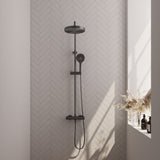 BRAUER Stripe opbouw thermostatische regendouche SET 02 met 25 cm hoofddouche en 3-standen handdouche en doucheslang gunmetal geborsteld PVD 5-GM-349