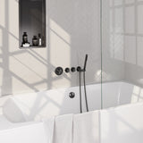 BRAUER Stripe thermostatische inbouw badkraan SET 01 met badvulcombinatie en staaf handdouche en doucheslang en wandaansluitbocht gunmetal geborsteld PVD 5-GM-359