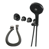 BRAUER Stripe thermostatische inbouw badkraan SET 02 met badvulcombinatie en 3-standen handdouche en doucheslang en wandaansluitbocht gunmetal geborsteld PVD 5-GM-360
