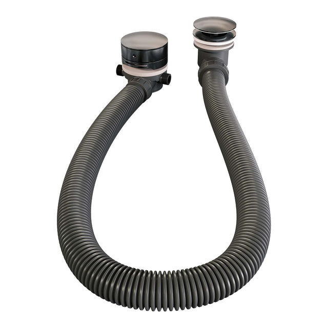 BRAUER Stripe thermostatische inbouw badkraan SET 02 met badvulcombinatie en 3-standen handdouche en doucheslang en wandaansluitbocht gunmetal geborsteld PVD 5-GM-360
