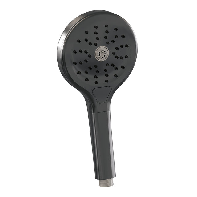 BRAUER Stripe thermostatische inbouw regendouche SET 05 met 25 cm douchekop en gebogen muurarm en 3-standen handdouche en doucheslang en wandaansluitbocht gunmetal geborsteld PVD 5-GM-373