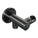 BRAUER Stripe thermostatische inbouw regendouche met drukknoppen SET 29 met 25 cm douchekop en gebogen muurarm en 3-standen handdouche en doucheslang en wandaansluitbocht gunmetal geborsteld PVD 5-GM-421