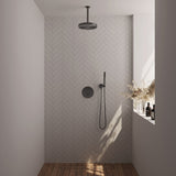 BRAUER Stripe thermostatische inbouw regendouche 3-weg rond SET 39 met 25 cm douchekop en plafondarm en staaf handdouche en doucheslang en wandaansluitbocht gunmetal geborsteld PVD 5-GM-441
