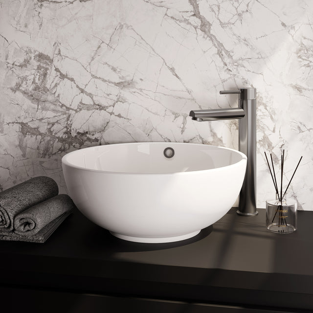 BRAUER Stripe verhoogde opbouw wastafelmengkraan model A RVS-kleurig geborsteld PVD 5-NG-002-HD7