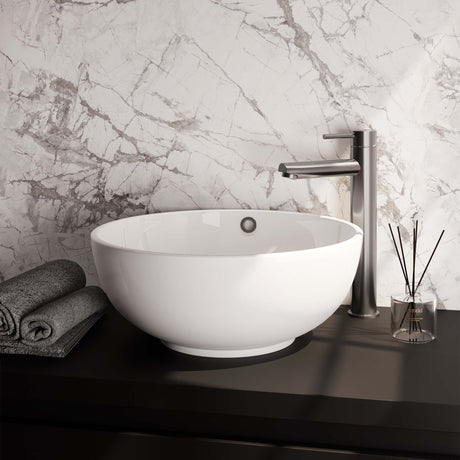 BRAUER Brushed Carving verhoogde opbouw wastafelmengkraan model A RVS geborsteld PVD