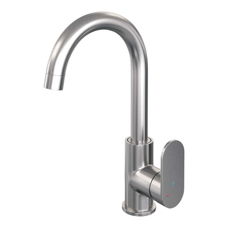 BRAUER Brushed Edition hoge opbouw wastafelmengkraan met draaibare ronde uitloop model C RVS geborsteld PVD
