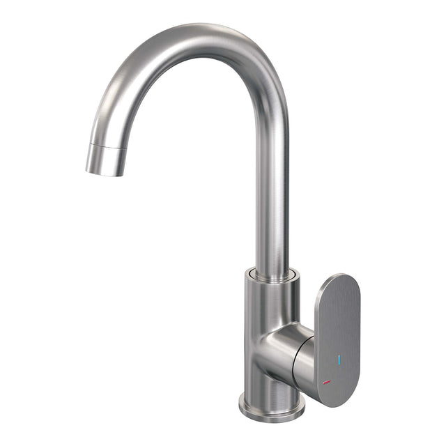 BRAUER Brushed Edition hoge opbouw wastafelmengkraan met draaibare ronde uitloop model C RVS geborsteld PVD