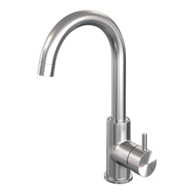 BRAUER Brushed Edition hoge opbouw wastafelmengkraan met draaibare ronde uitloop model B RVS geborsteld PVD