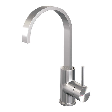 BRAUER Brushed Edition hoge opbouw wastafelmengkraan met draaibare platte uitloop model A RVS geborsteld PVD