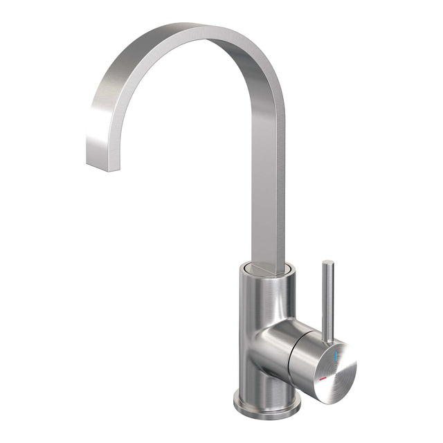 BRAUER Brushed Edition hoge opbouw wastafelmengkraan met draaibare platte uitloop model A RVS geborsteld PVD