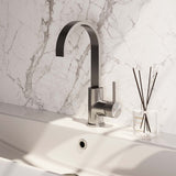 BRAUER Brushed Carving hoge opbouw wastafelmengkraan met draaibare platte uitloop model A RVS geborsteld PVD 5-NG-003-S4