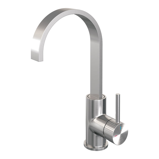 BRAUER Stripe hoge opbouw wastafelmengkraan met draaibare platte uitloop model A RVS-kleurig geborsteld PVD 5-NG-003-S5