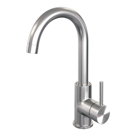 BRAUER Brushed Carving hoge opbouw wastafelmengkraan met draaibare platte uitloop model A RVS geborsteld PVD