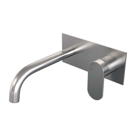 BRAUER Brushed Edition inbouw wastafelmengkraan met gebogen uitloop en afdekplaat model C1 RVS geborsteld PVD