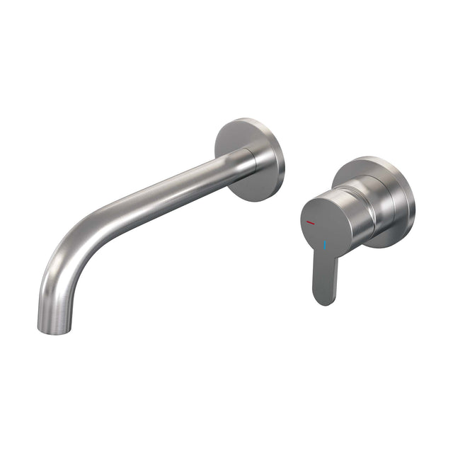 BRAUER Brushed Edition inbouw wastafelmengkraan met gebogen uitloop en rozetten model D1 RVS geborsteld PVD