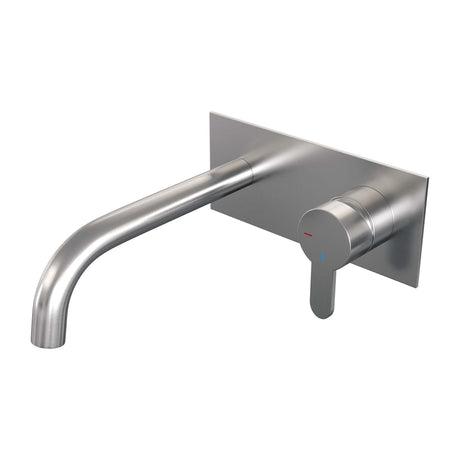 BRAUER Brushed Edition inbouw wastafelmengkraan met gebogen uitloop en afdekplaat model D1 RVS geborsteld PVD