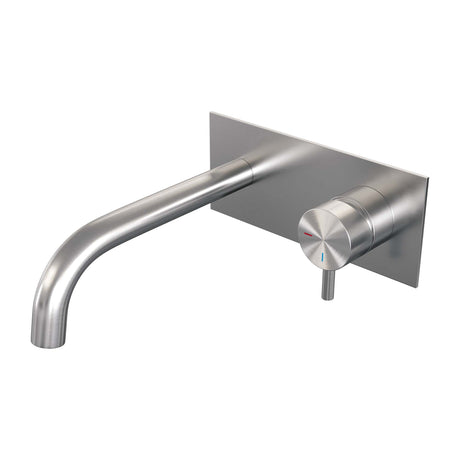 BRAUER Brushed Edition inbouw wastafelmengkraan met gebogen uitloop en afdekplaat model B1 RVS geborsteld PVD