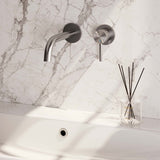 BRAUER Brushed Carving inbouw wastafelmengkraan met gebogen uitloop en rozetten model A1 RVS geborsteld PVD 5-NG-004-B6-65