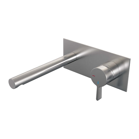 BRAUER Brushed Edition inbouw wastafelmengkraan met rechte uitloop en afdekplaat model E1 RVS geborsteld PVD