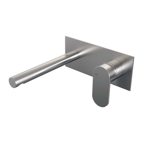 BRAUER Brushed Edition inbouw wastafelmengkraan met rechte uitloop en afdekplaat model C1 RVS geborsteld PVD