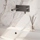 BRAUER Brushed Edition inbouw wastafelmengkraan met rechte uitloop en afdekplaat model D1 RVS geborsteld PVD