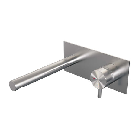 BRAUER Brushed Edition inbouw wastafelmengkraan met rechte uitloop en afdekplaat model B1 RVS geborsteld PVD