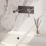 BRAUER Brushed Carving inbouw wastafelmengkraan met rechte uitloop en afdekplaat model A1 RVS geborsteld PVD 5-NG-004-S6