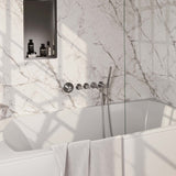 BRAUER Brushed Edition thermostatische inbouw badkraan SET 01 met uitloop en staaf handdouche en doucheslang en wandaansluitbocht RVS geborsteld PVD