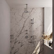 BRAUER Brushed Edition thermostatische inbouw regendouche SET 17 met 20 cm douchekop en plafondarm en staaf handdouche en doucheslang en geïntegreerde glijstang RVS geborsteld PVD