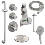 BRAUER Brushed Edition thermostatische inbouw regendouche SET 23 met 20 cm douchekop en plafondarm en 3-standen handdouche en doucheslang en geïntegreerde glijstang RVS geborsteld PVD