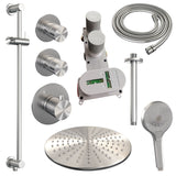 BRAUER Brushed Edition thermostatische inbouw regendouche SET 24 met 30 cm douchekop en plafondarm en 3-standen handdouche en doucheslang en geïntegreerde glijstang RVS geborsteld PVD