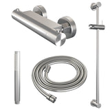 BRAUER Brushed Edition opbouw douche thermostaatkraan SET 01 met glijstang en staaf handdouche en doucheslang RVS geborsteld PVD