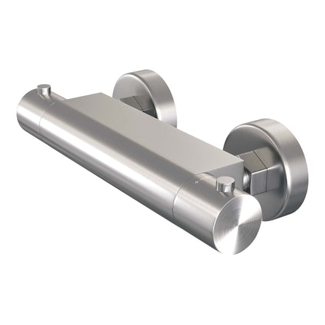 BRAUER Brushed Edition opbouw douche thermostaatkraan SET 01 met glijstang en staaf handdouche en doucheslang RVS geborsteld PVD