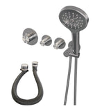BRAUER Brushed Edition thermostatische inbouw badkraan SET 02 met badvulcombinatie en 3-standen handdouche en doucheslang en wandaansluitbocht RVS geborsteld PVD