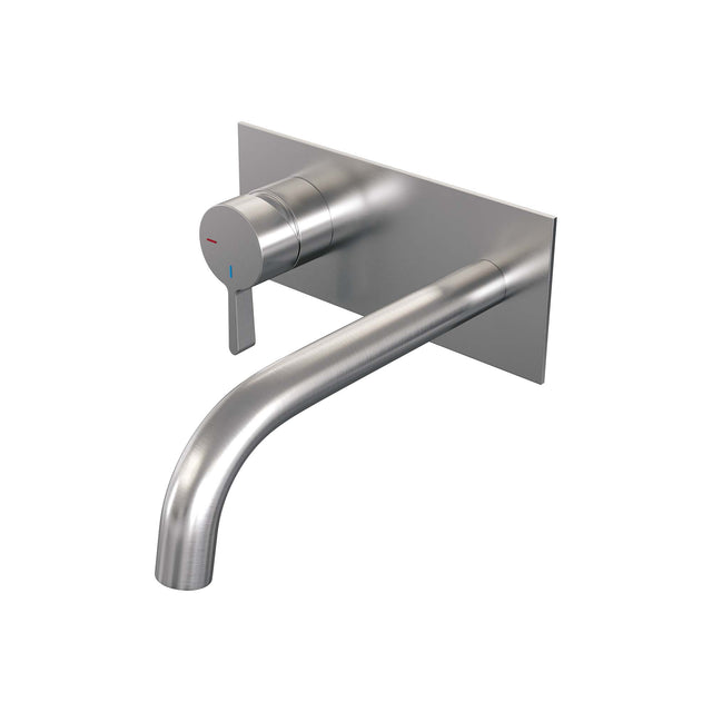BRAUER Brushed Edition inbouw wastafelmengkraan met gebogen uitloop en rozetten model E2 RVS geborsteld PVD